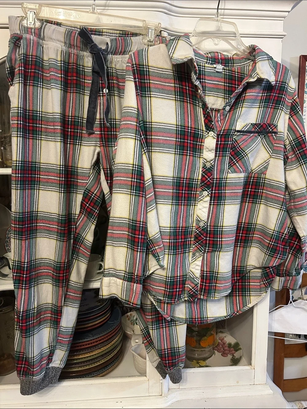 Aerie cotton flannel plaid pajama set